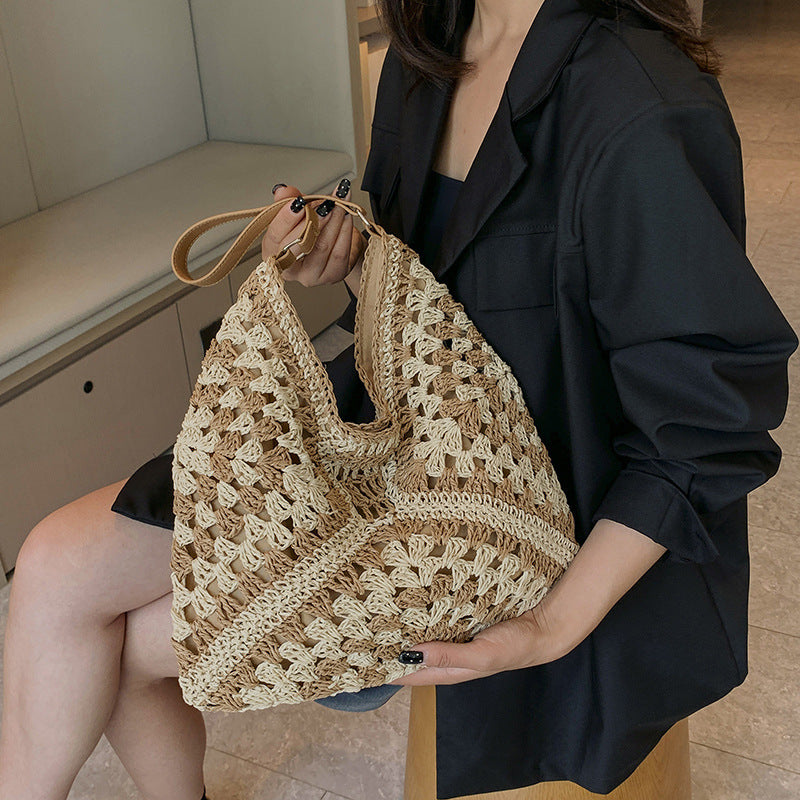 Handmade Straw Woven Shoulder Bag