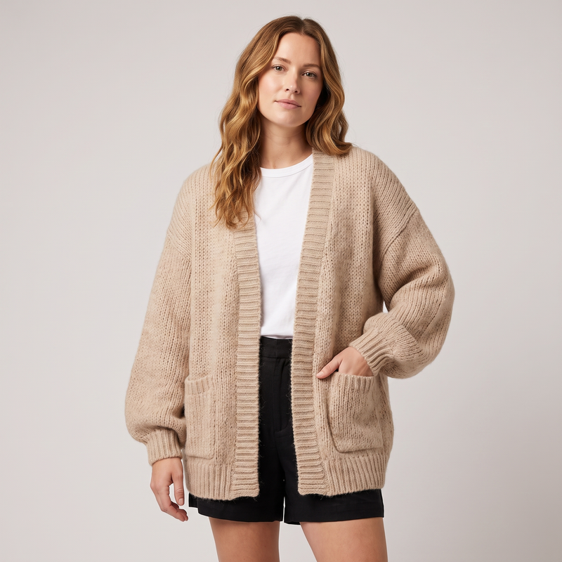 Open front cardigan detail