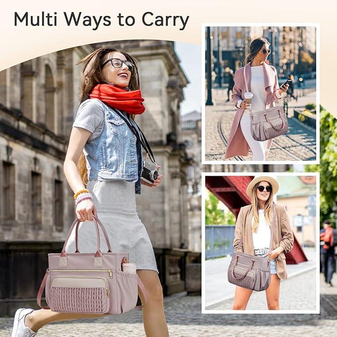 Multiple ways to carry: by the handles, over the shoulder, or crossbody