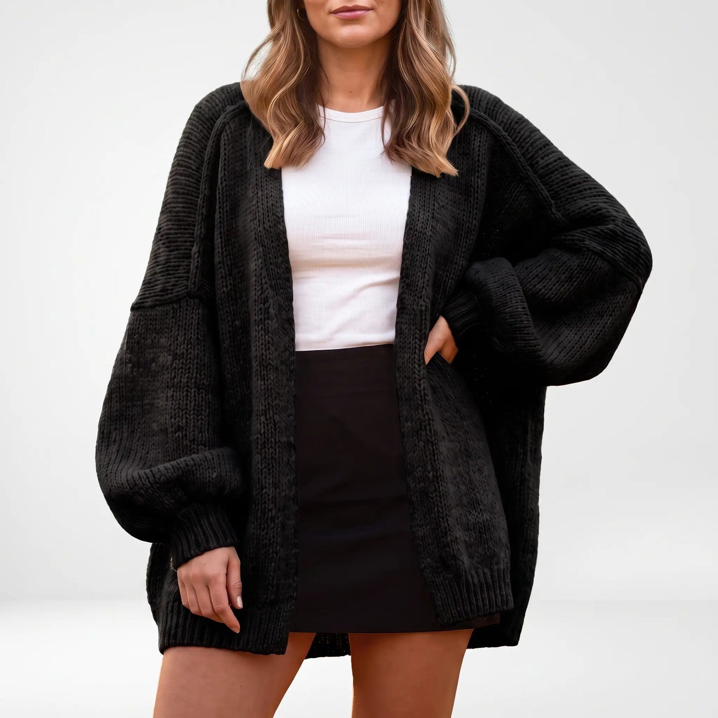 The Balloon Sleeve — Oversized Cardigan - Hexalty