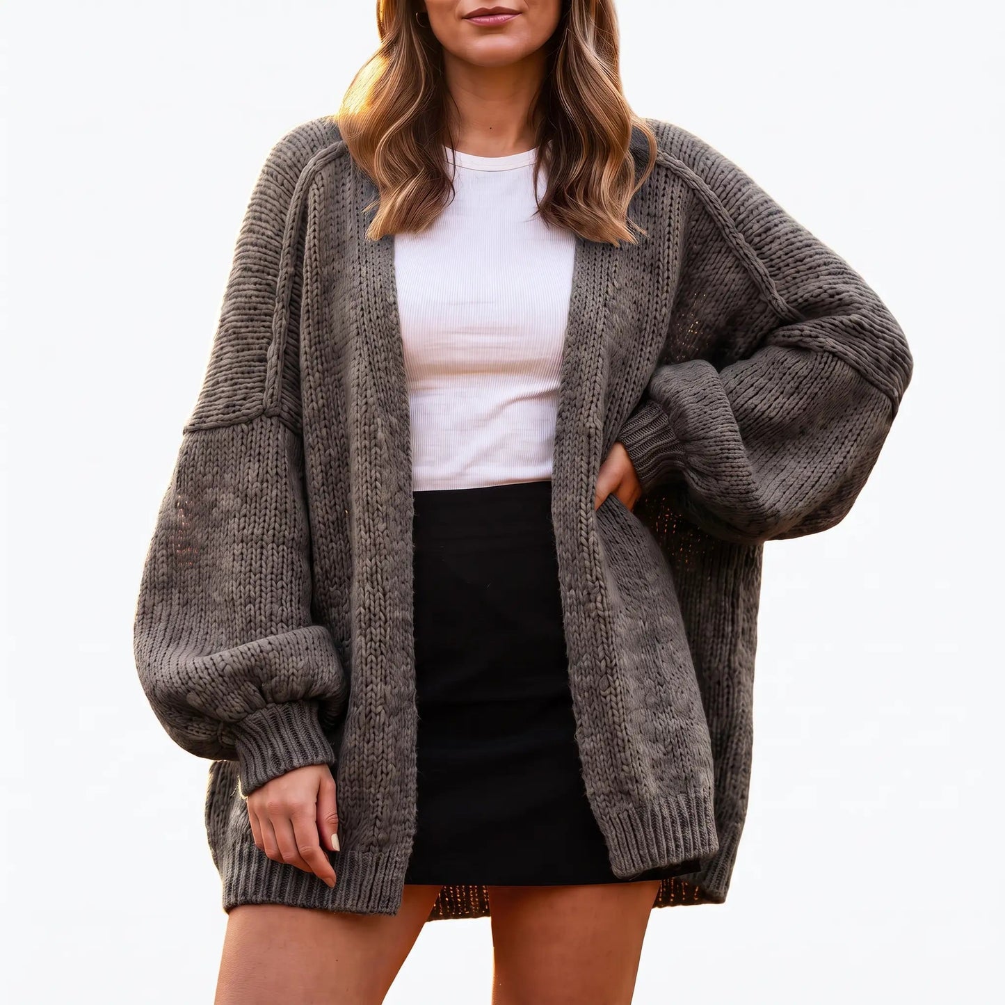 The Balloon Sleeve — Oversized Cardigan - Hexalty