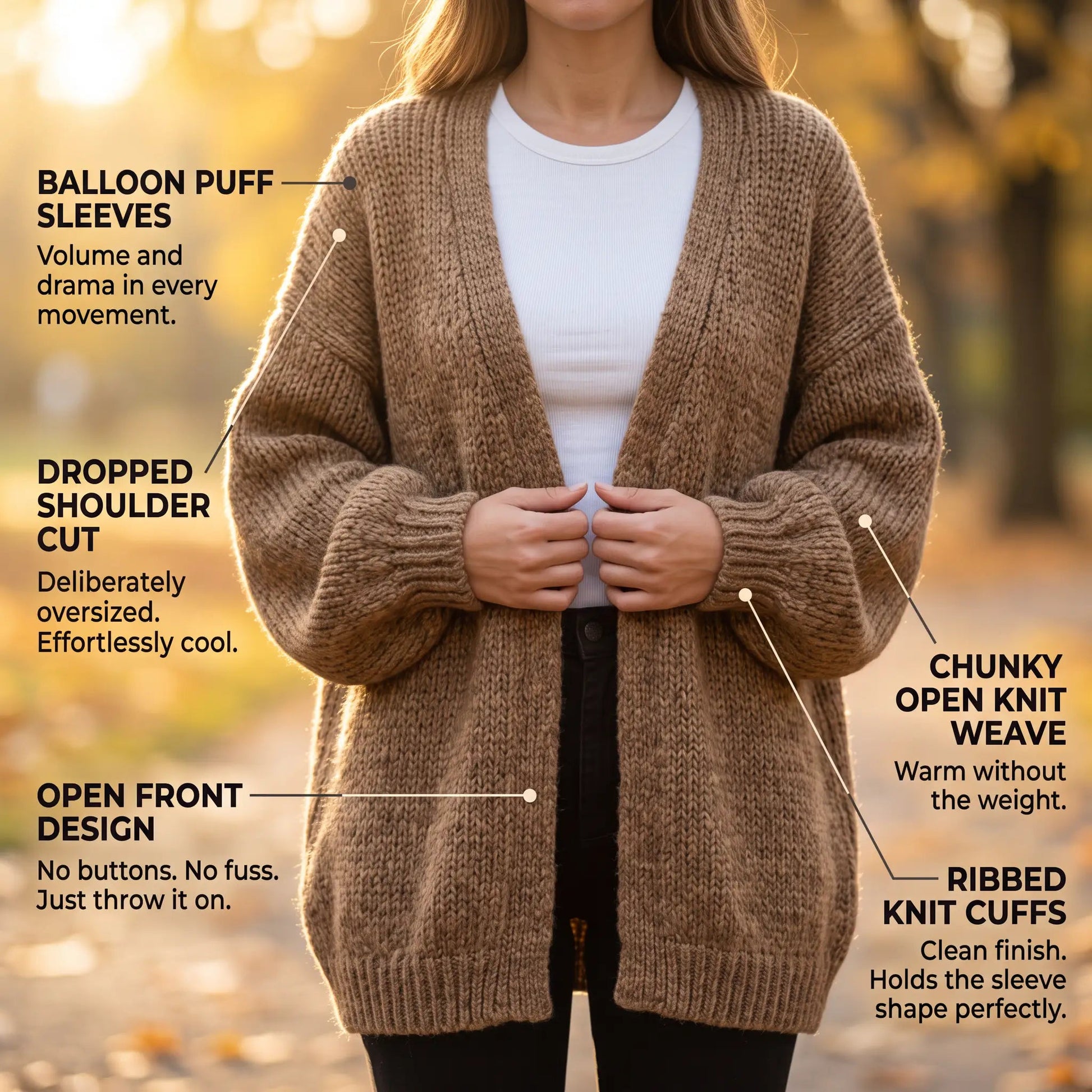 The Balloon Sleeve — Oversized Cardigan - Hexalty
