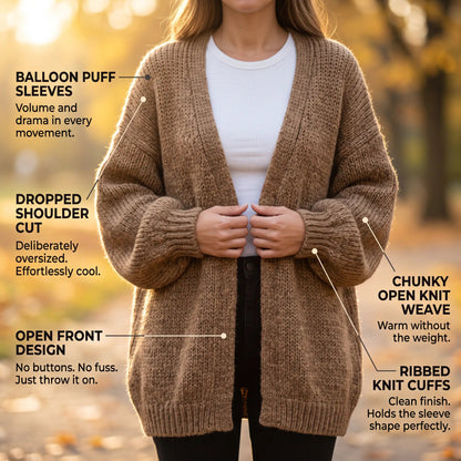 The Balloon Sleeve — Oversized Cardigan - Hexalty