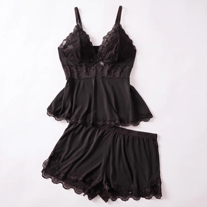 The Lace Trim — Two-Piece Sleep Set - Hexalty