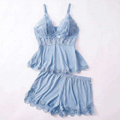 The Lace Trim — Two-Piece Sleep Set - Hexalty