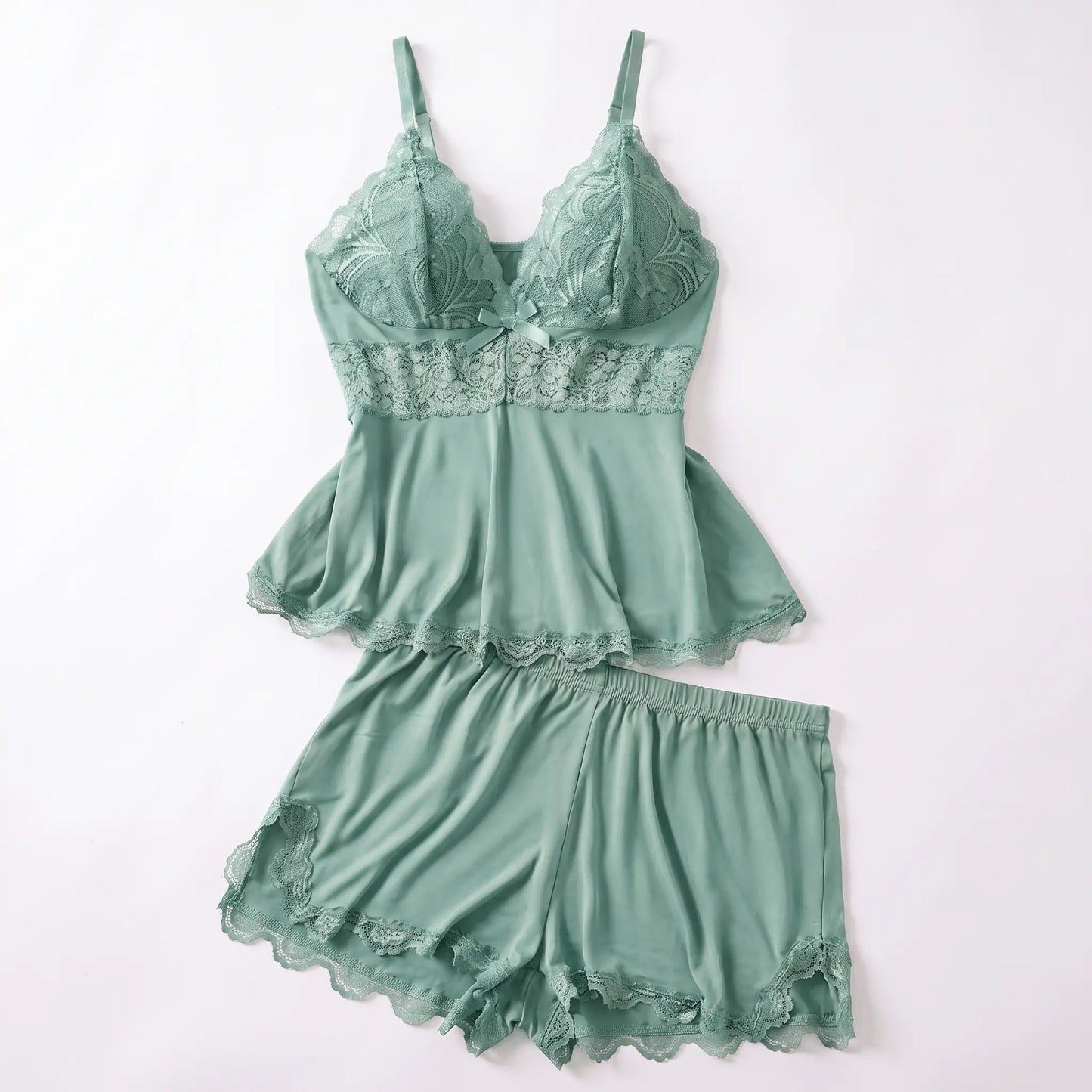 The Lace Trim — Two-Piece Sleep Set - Hexalty
