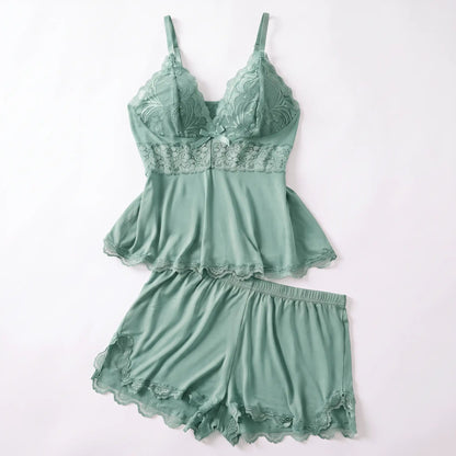 The Lace Trim — Two-Piece Sleep Set - Hexalty