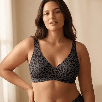 The Plunge Bra - wireless push up leopard print bra - Hexalty