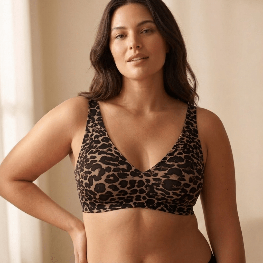 The Plunge Bra - wireless push up leopard print bra - Hexalty