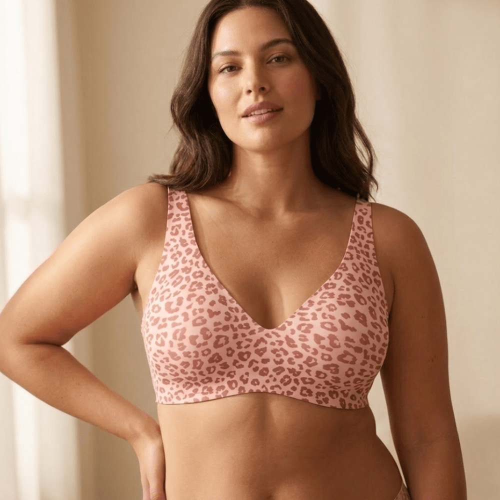 The Plunge Bra - wireless push up leopard print bra