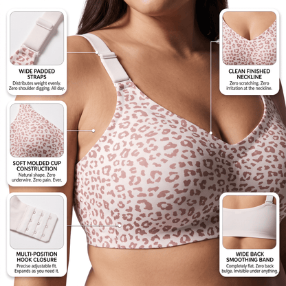 The Plunge Bra - wireless push up leopard print bra - Hexalty