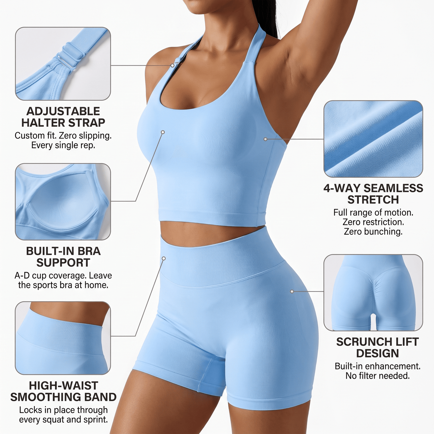 The Workout Set - seamless gym set 2 piece - Hexalty