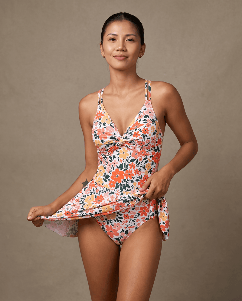 Twist Package Cross Skirt One - piece Swimsuit - HXT