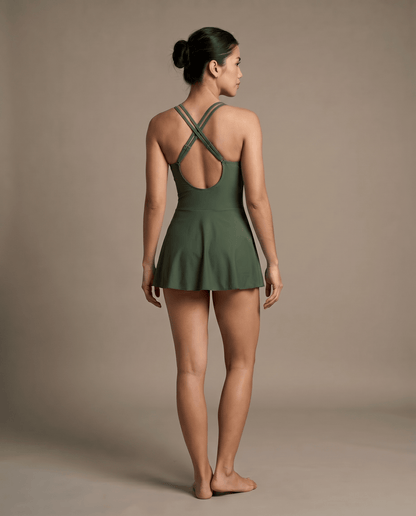 Twist Package Cross Skirt One - piece Swimsuit - HXT