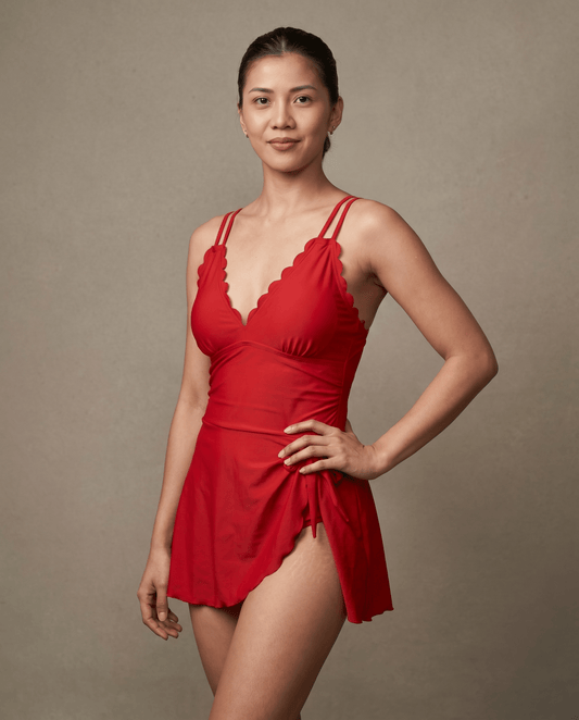 V - neck Back - tie Slim - fit Asymmetrical One - piece Swimsuit - HXT
