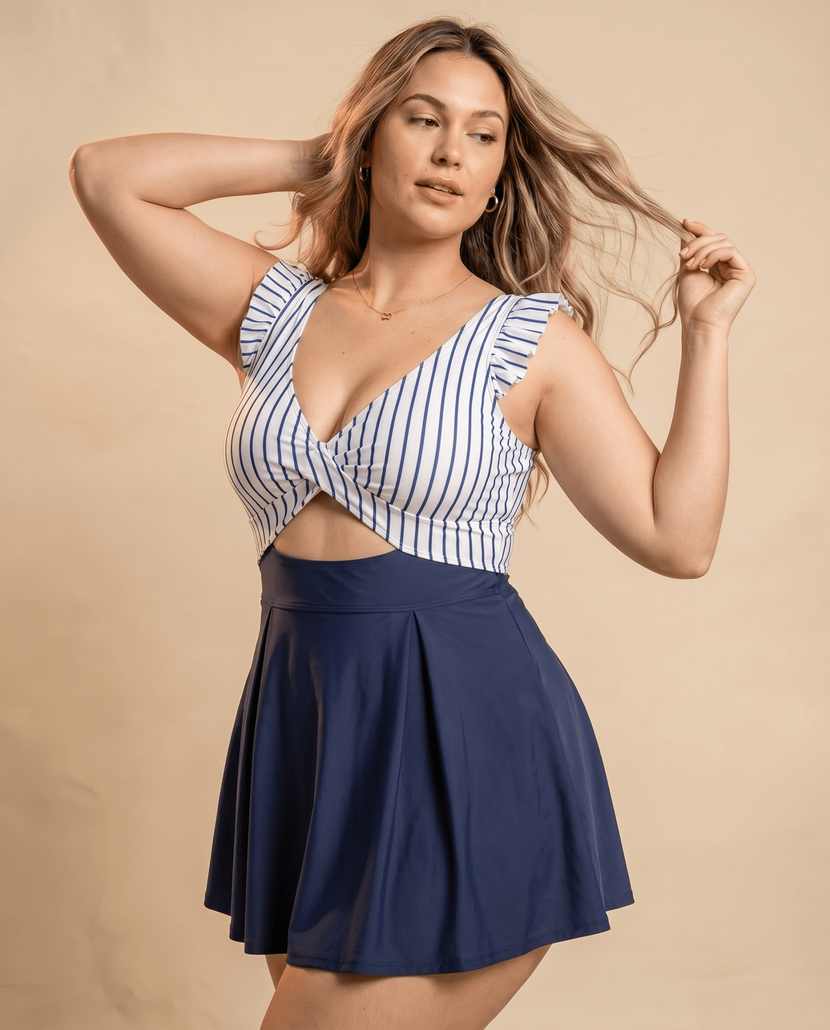 Women's Casual Flounced One-piece Swimsuit - Hexalty