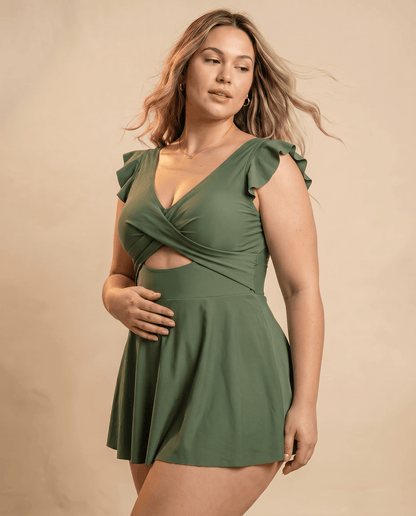 Women's Casual Flounced One-piece Swimsuit - Hexalty