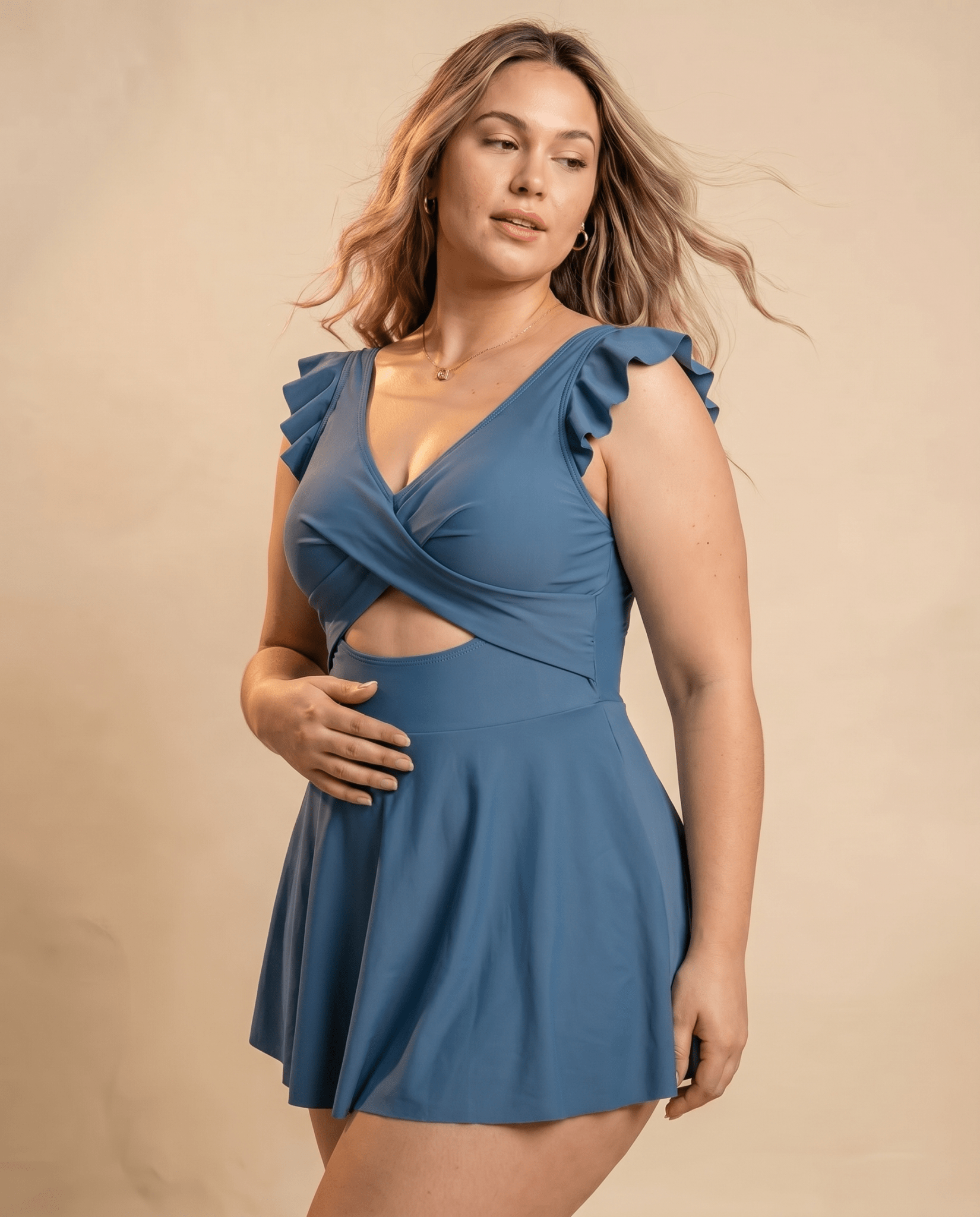 Women's Casual Flounced One-piece Swimsuit - Hexalty