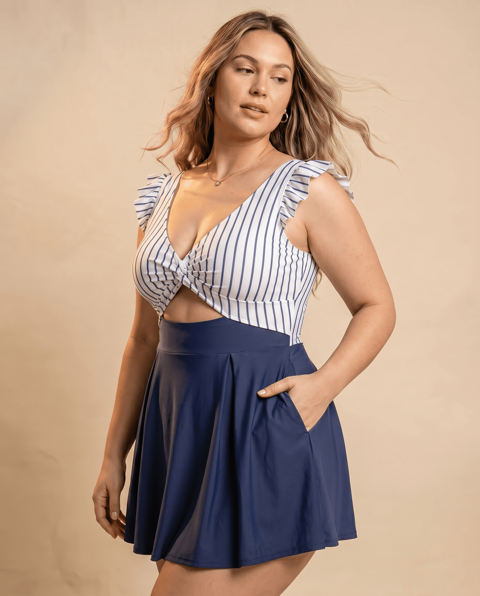 Women's Casual Flounced One-piece Swimsuit - Hexalty
