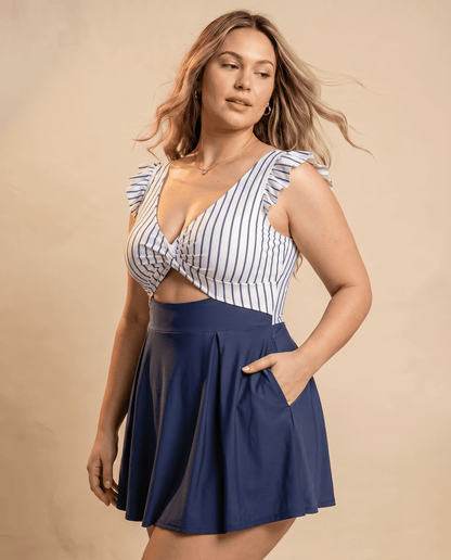 Women's Casual Flounced One-piece Swimsuit - Hexalty