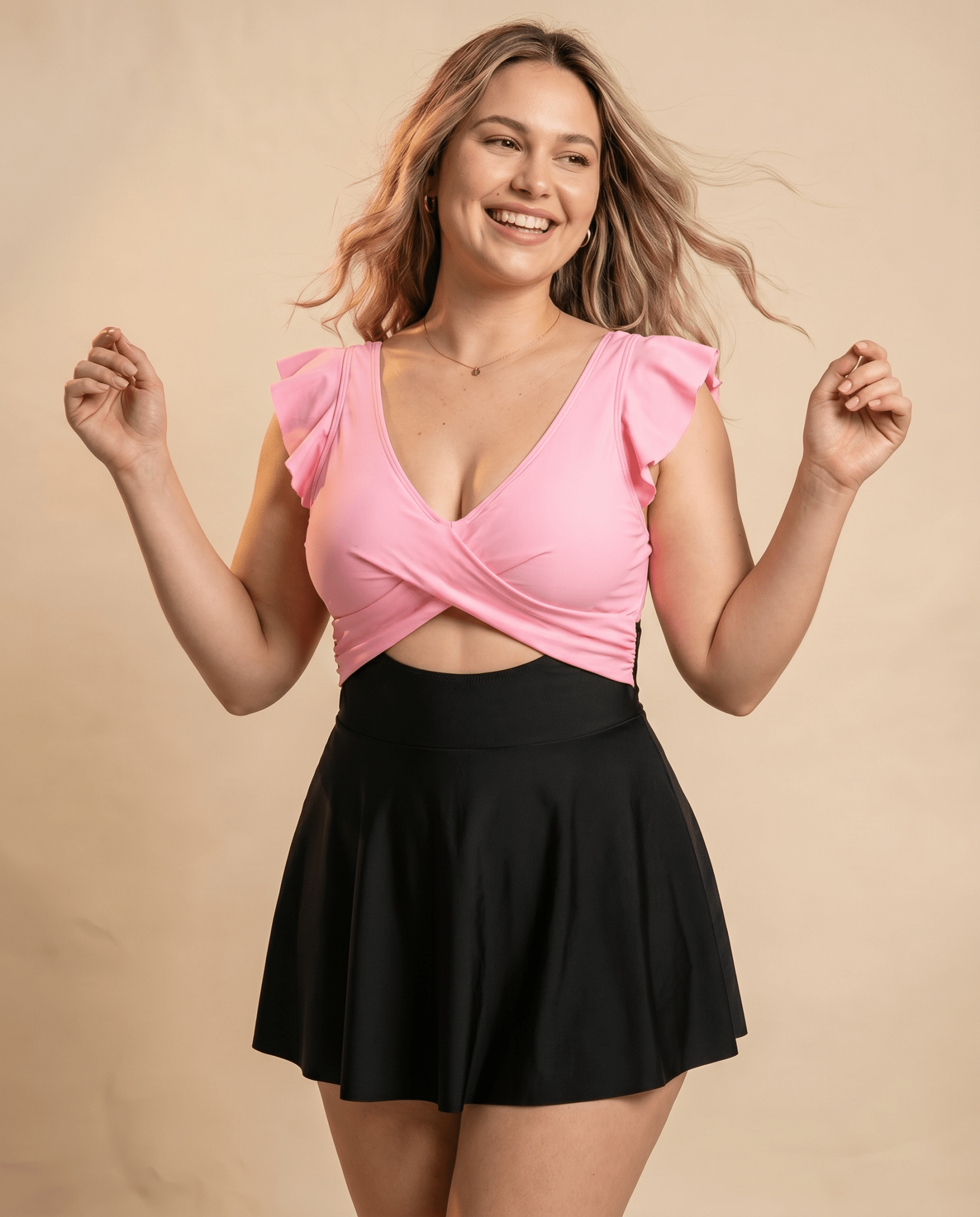 Women's Casual Flounced One-piece Swimsuit - Hexalty