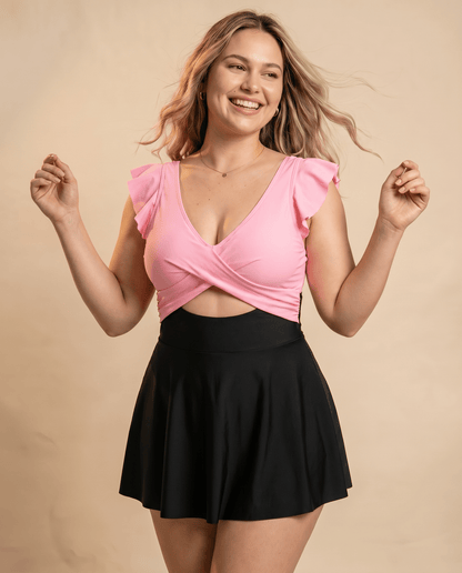 Women's Casual Flounced One-piece Swimsuit - Hexalty