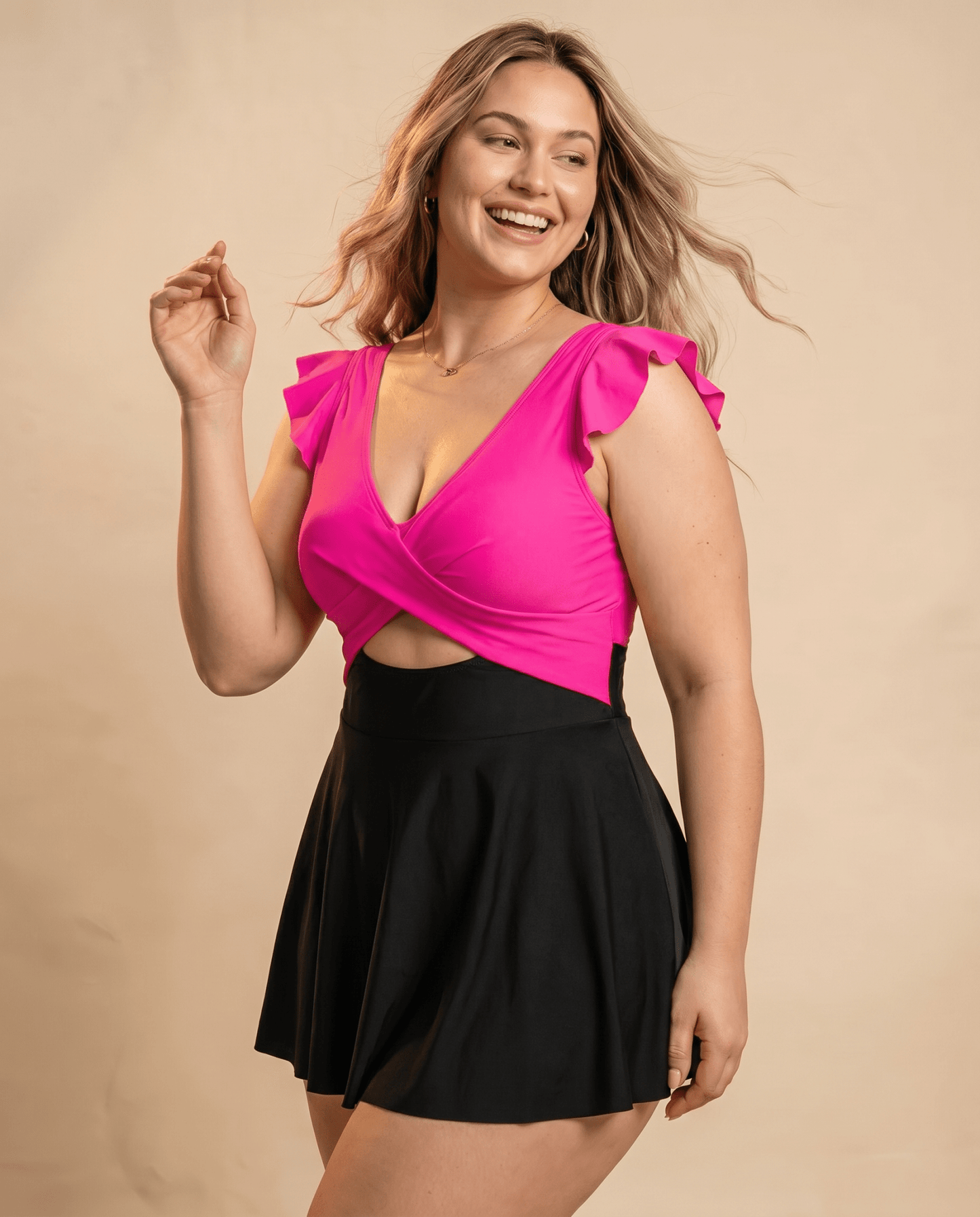 Women's Casual Flounced One-piece Swimsuit - Hexalty