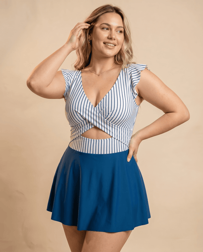Women's Casual Flounced One-piece Swimsuit - Hexalty
