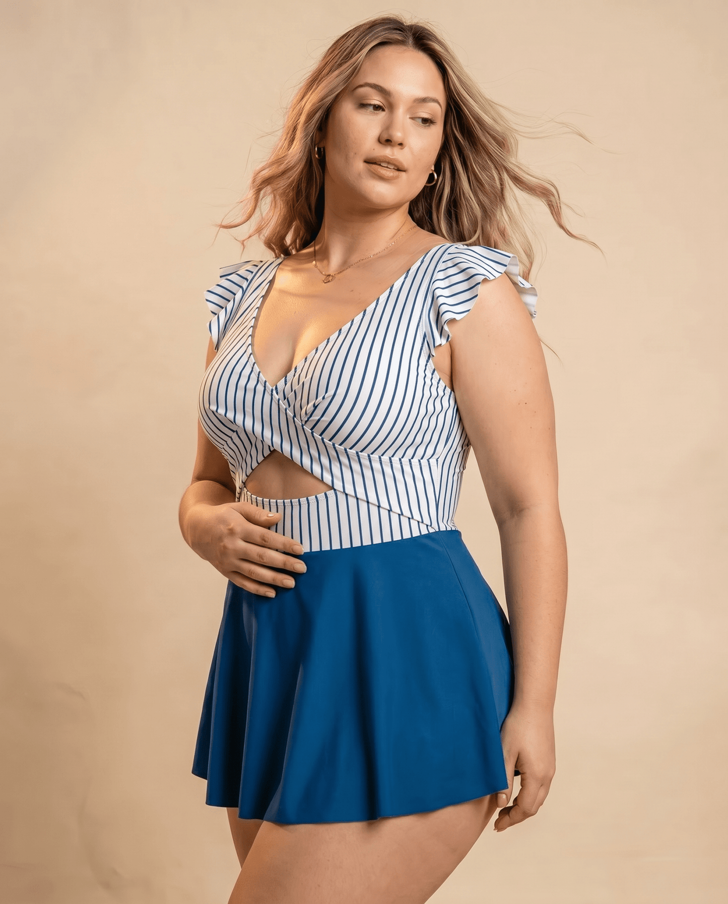 Women's Casual Flounced One-piece Swimsuit - Hexalty